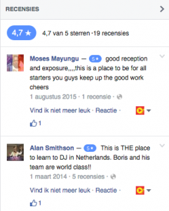 reviews on Facebook on DJ School Utrecht